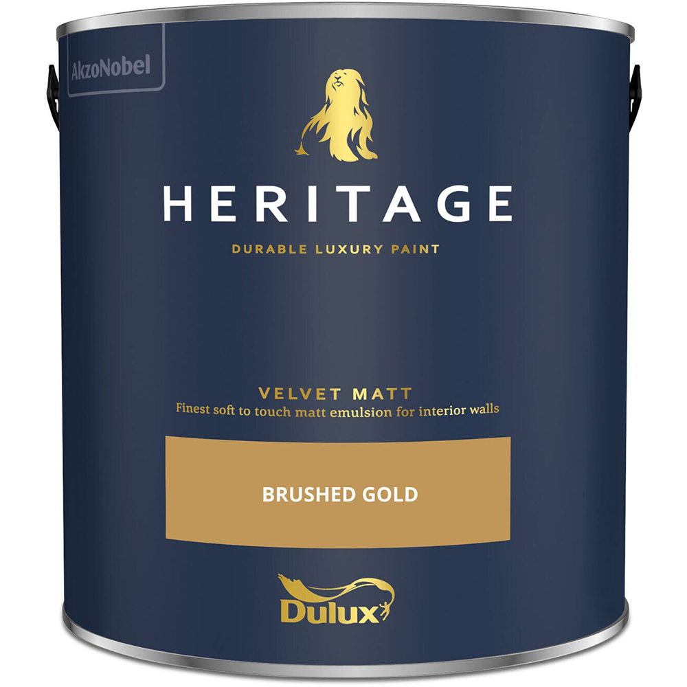 Dulux Heritage Walls and Ceilings Brushed Gold Velvet Matt Emulsion Paint 2.5L Image 2