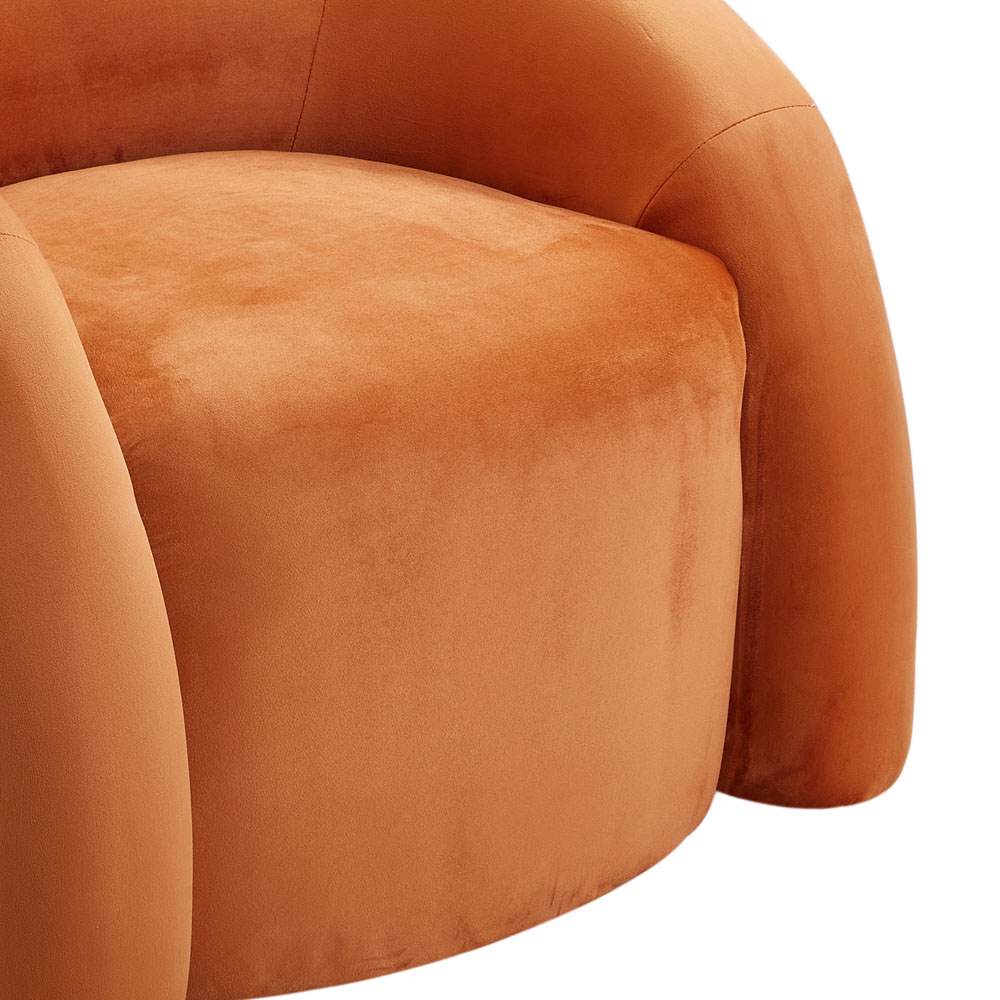 Living and Home Orange Velvet Artistic Wraparound Armchair Image 6