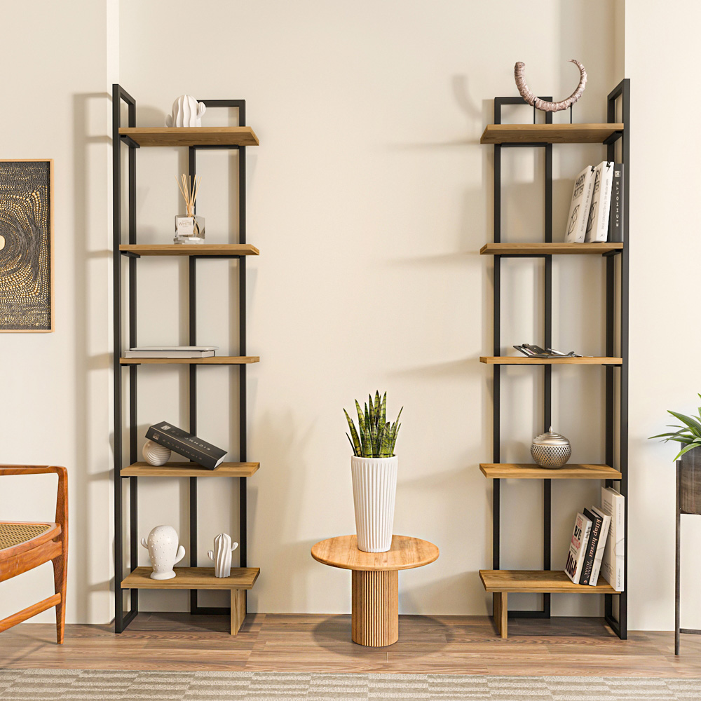 Decorotika Alice 5 Tier Black and Oud Corner Bookshelf Image 6
