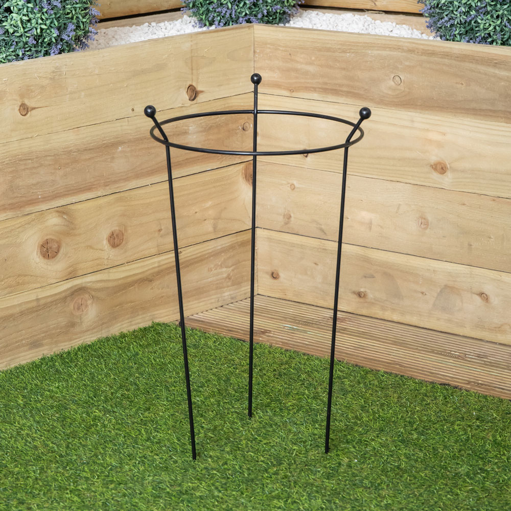 Samuel Alexander Steel Black Herbaceous Garden Plant Support Ring 60 x 35cm 10 Pack Image 9