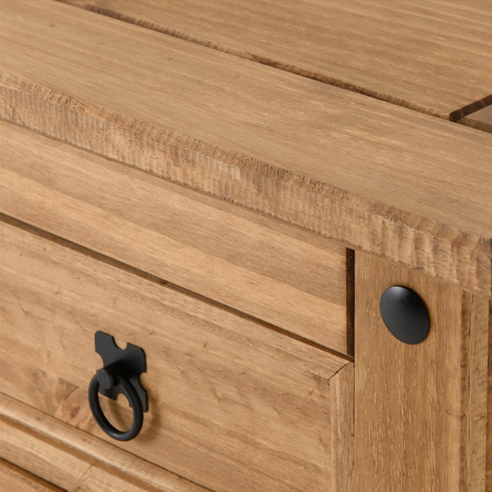 Seconique Corona Single Door 4 Drawer Distressed Waxed Pine Sideboard Image 6