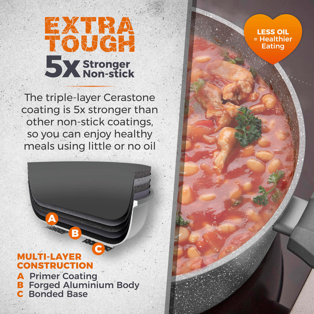 Tower Cerastone Grey 28cm Casserole Image 4