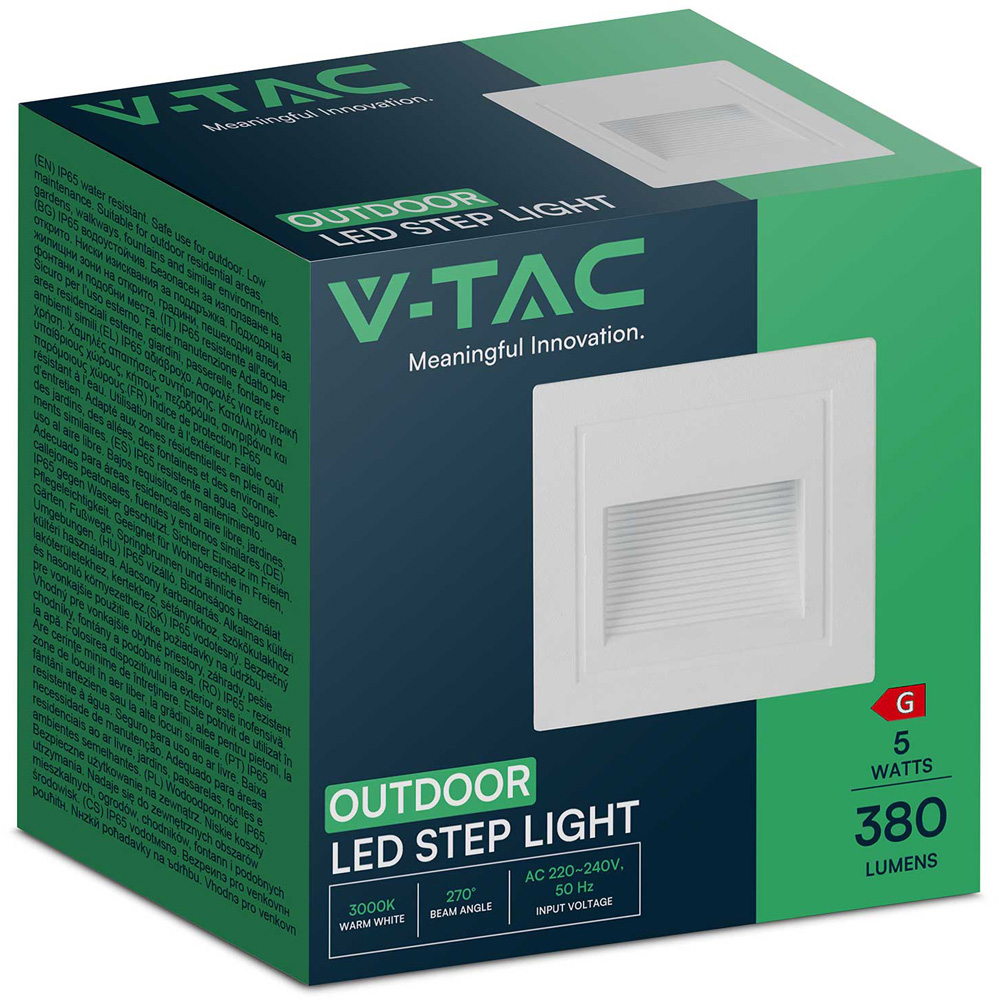 V-TAC 4 Pack 5W White Square Warm White LED Step Light Image 3