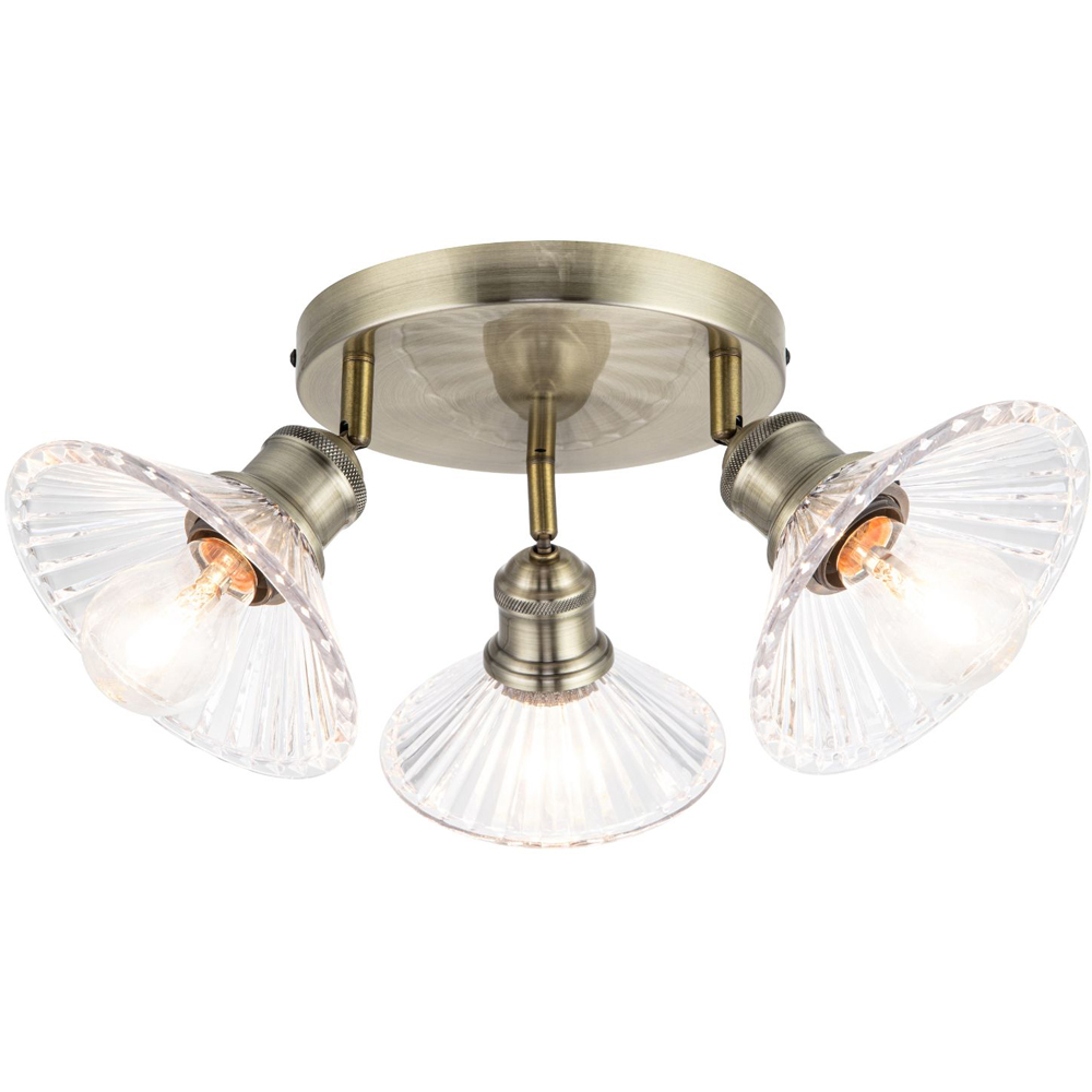 Cosylyte Milan Bathroom 3 Light Round Plate Ribbed Glass Spotlight Image 3
