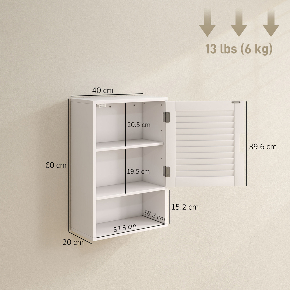 Portland Single Door Single Shelf White Wall-Mounted Bathroom Storage Cabinet Image 9