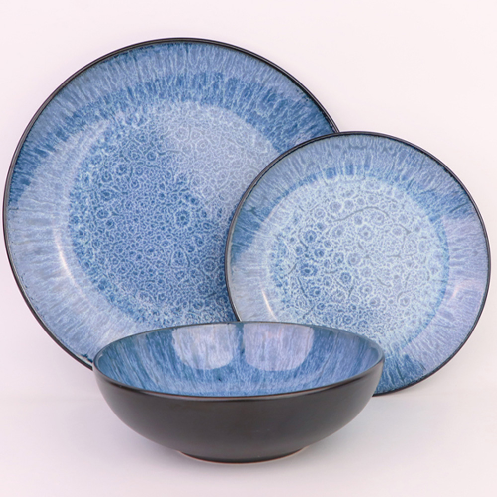 Waterside Reactive Blue 12 Piece Dinner Set Image 3
