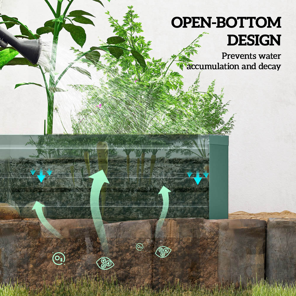 Outsunny Green Steel Galvanised Raised Garden Bed 30 x 60 x 240cm Image 6
