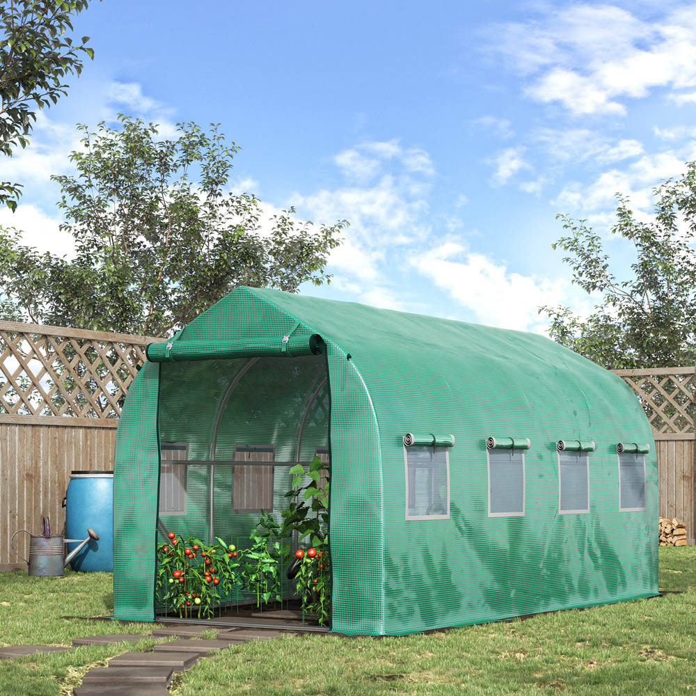 Outsunny Green Steel 13 x 6.5ft Walk In Polytunnel Greenhouse Image 2