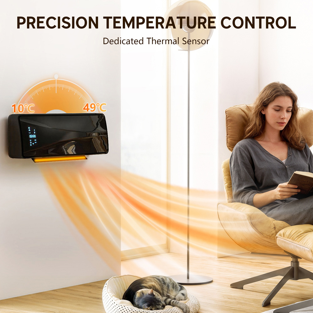 HOMCOM Black Ceramic Electric Heater with Fan 2000W Image 7