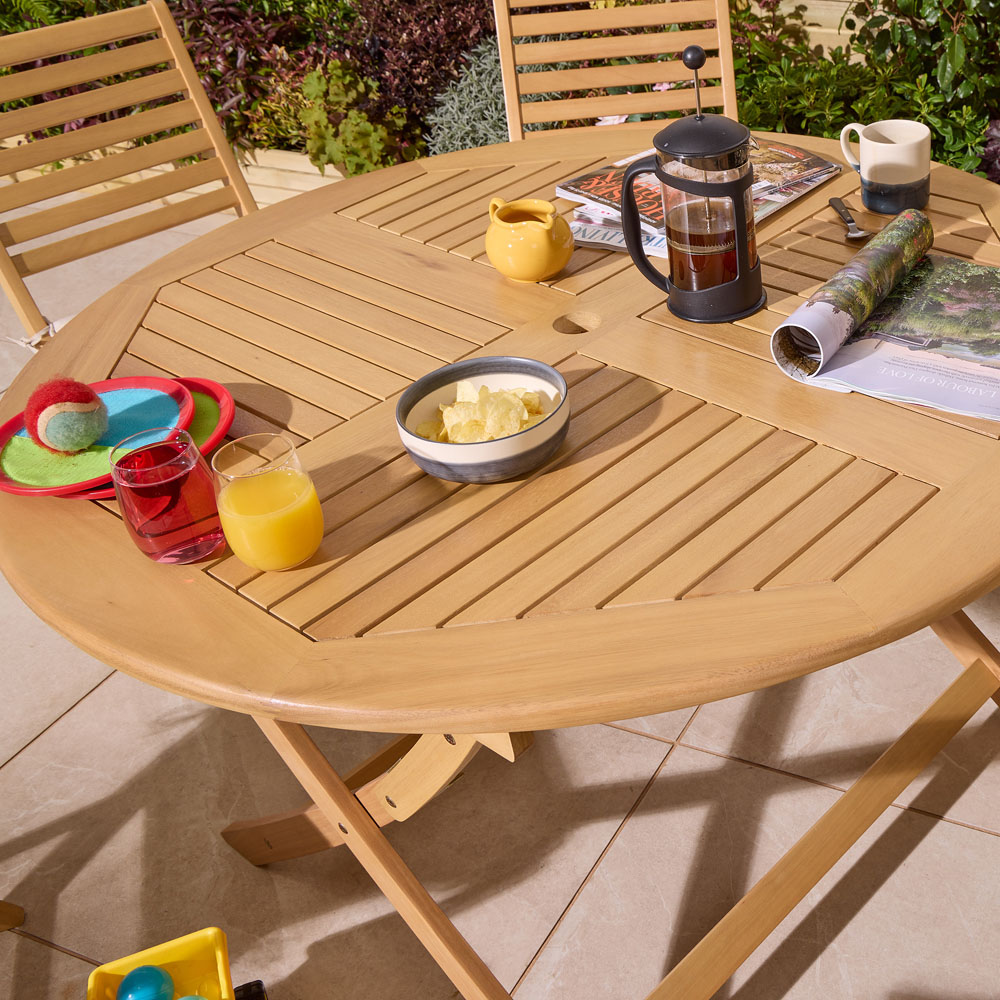 Rowlinson Ashdown 6 Seater Round Folding Dining Set with Cushions Image 3