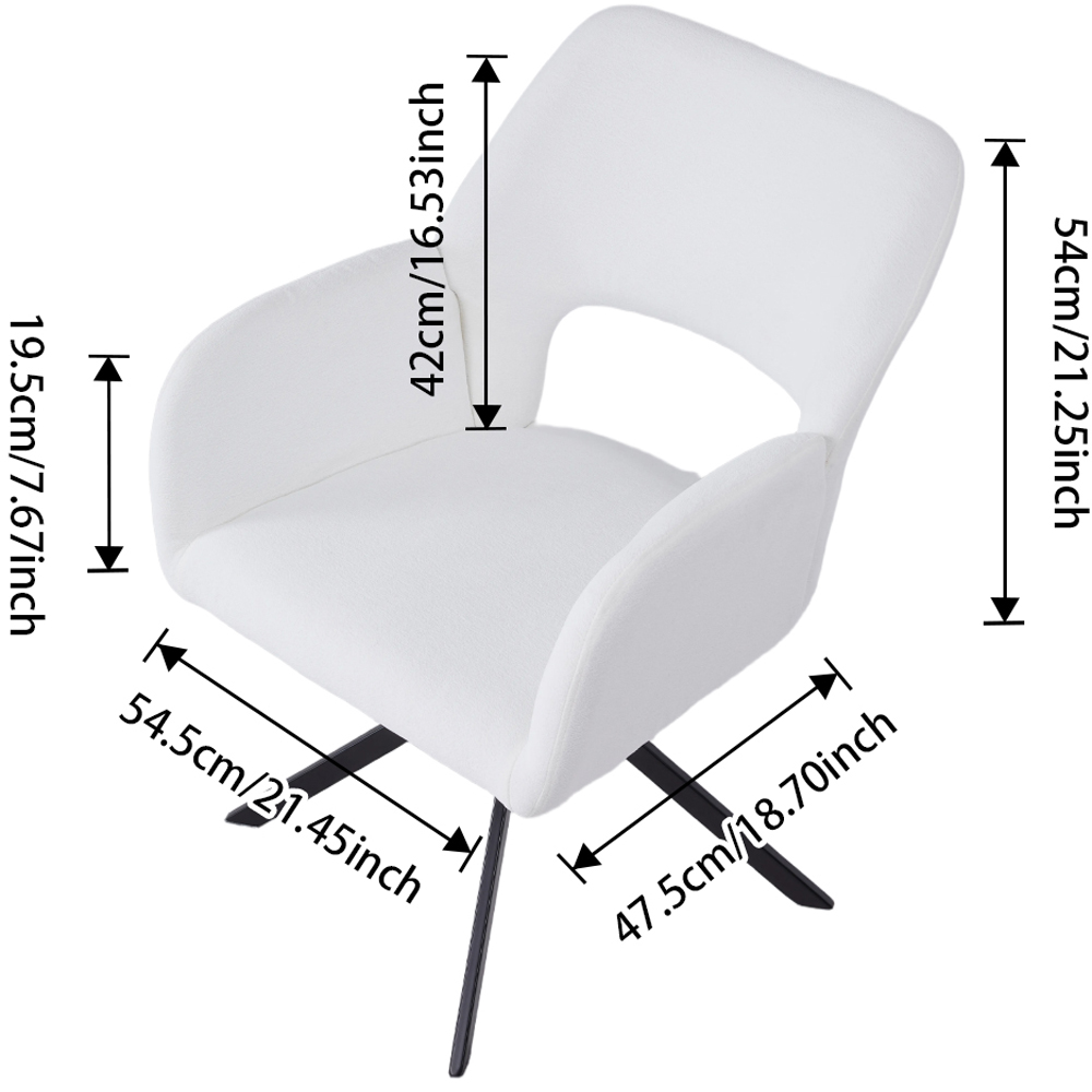Living and Home White Teddy Fleece Upholstered Swivel Chair Image 8