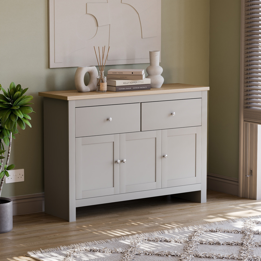 Vida Designs Arlington 3 Door 2 Drawer Grey Sideboard Image 5