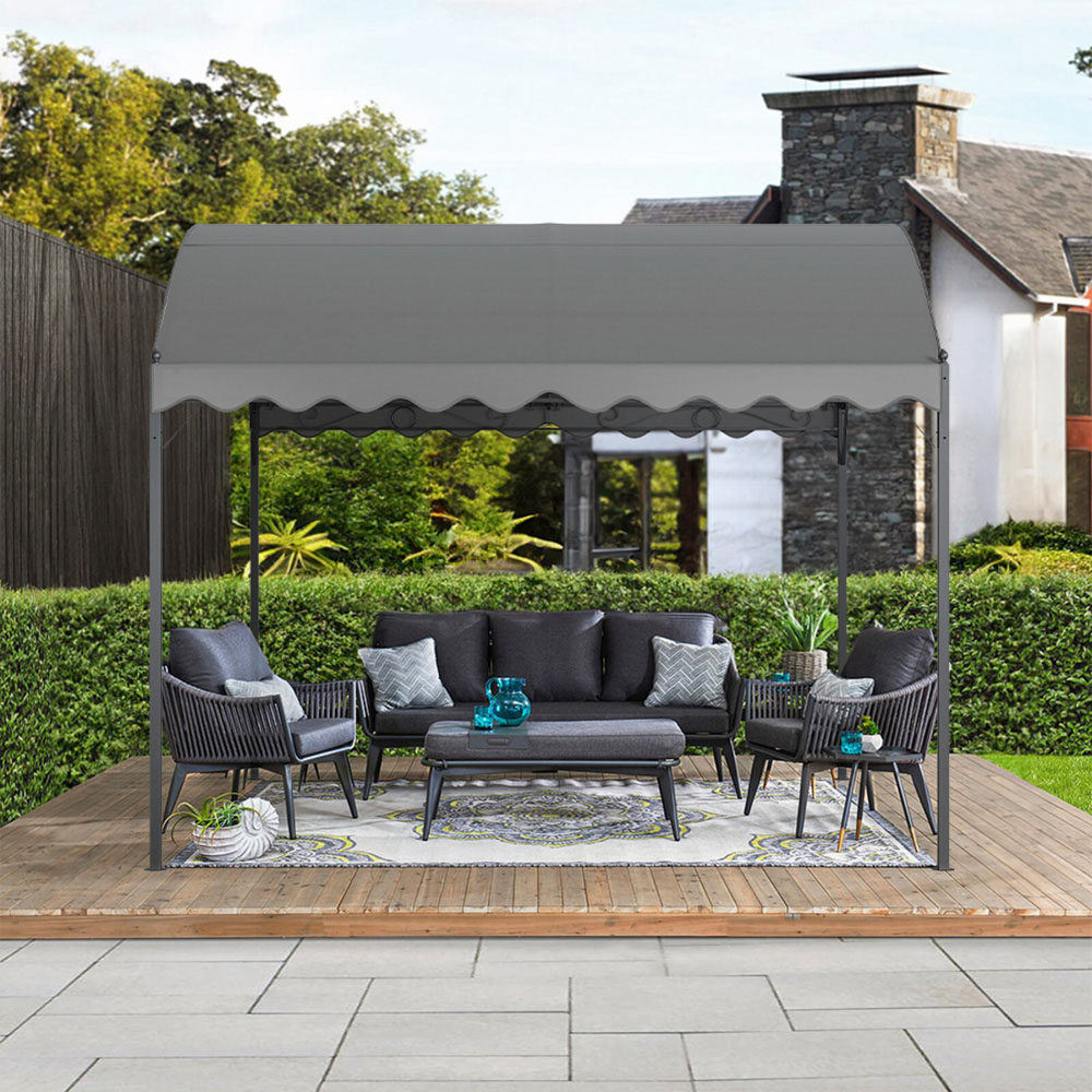 Living and Home Dark Grey Waterproof Metal Arched Pergola 3 x 3m Image 7