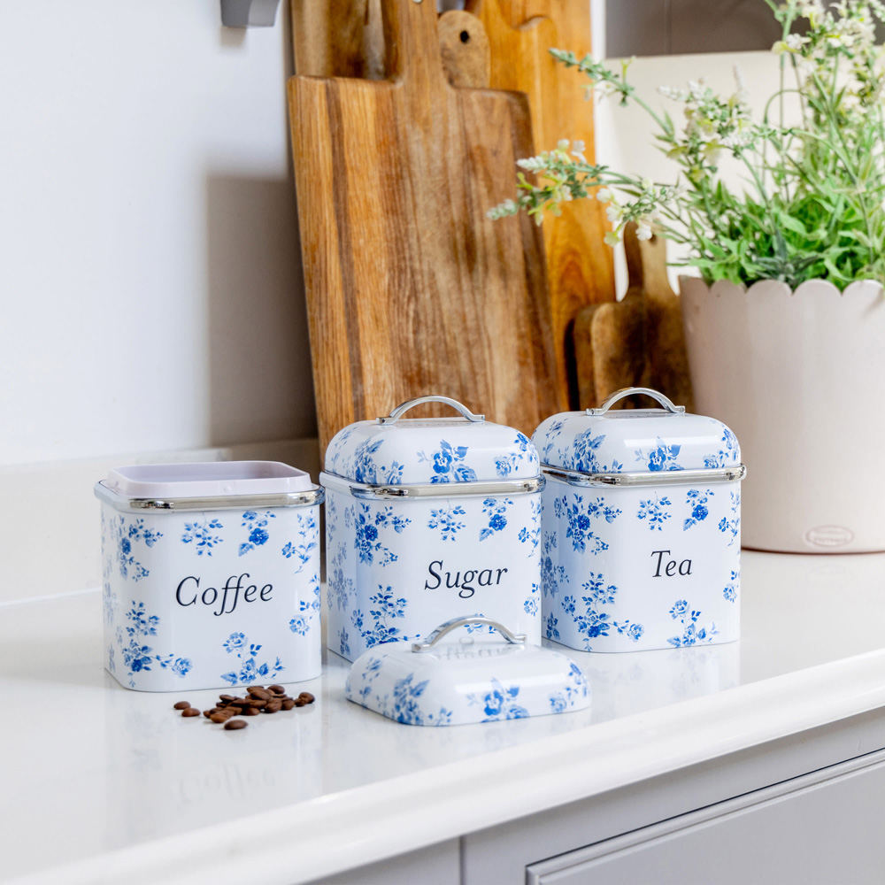 Laura Ashley Cream Floral 3 Piece Kitchen Canister Set Image 9