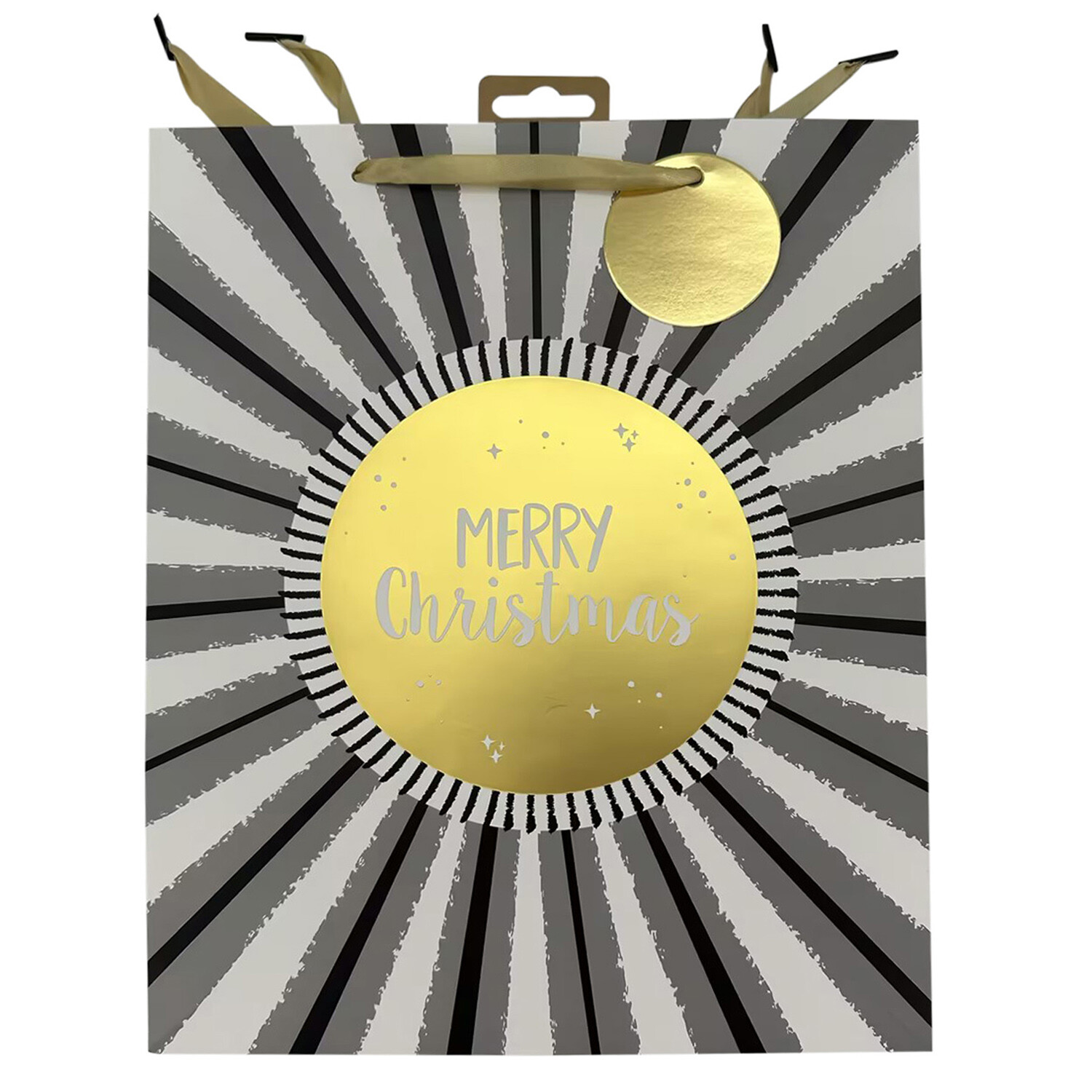 Merry Christmas Paper Gift Bag - Black / Large Image 1