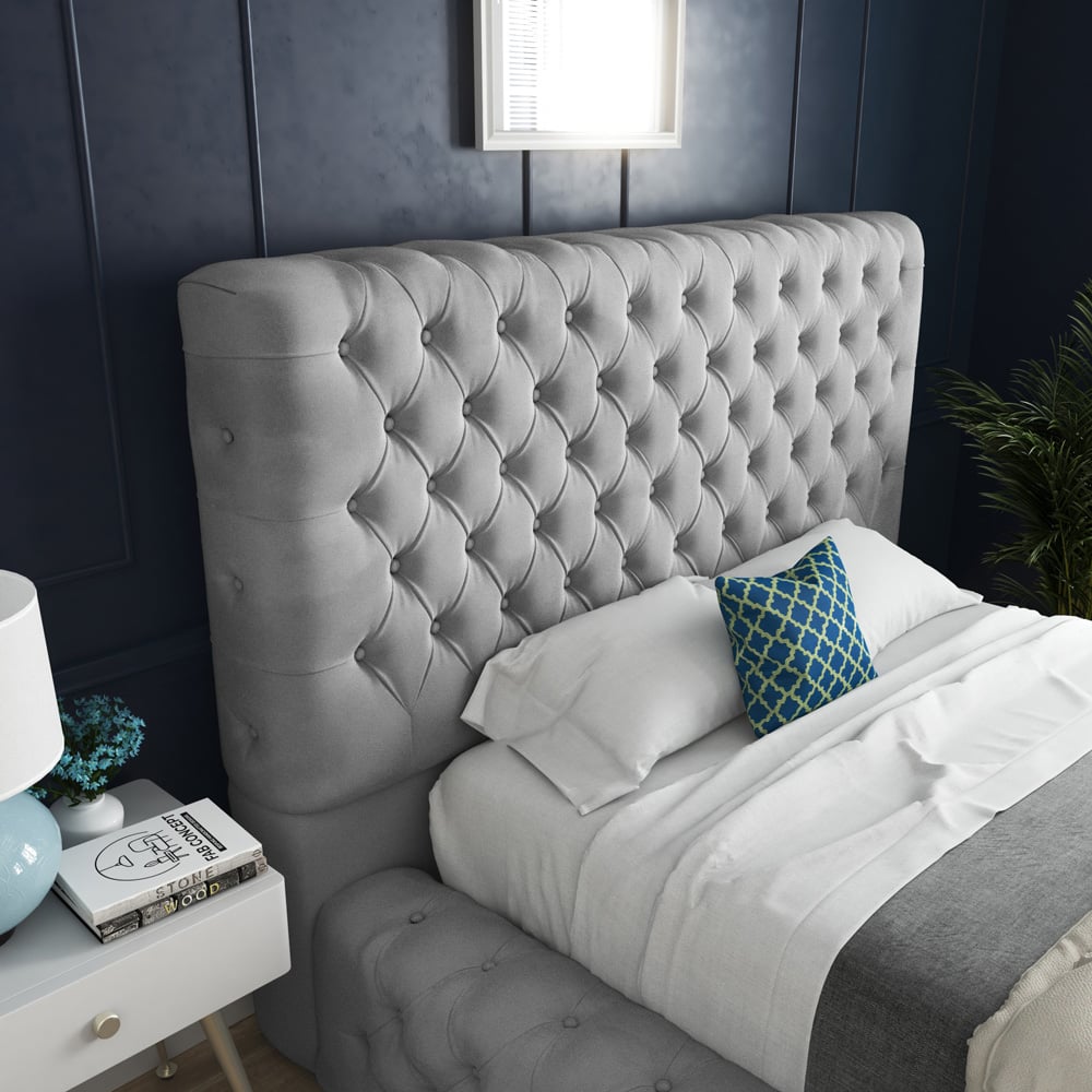 DS Living Cambridge Super King Size Grey Soft Velvet Bed Frame Image 2