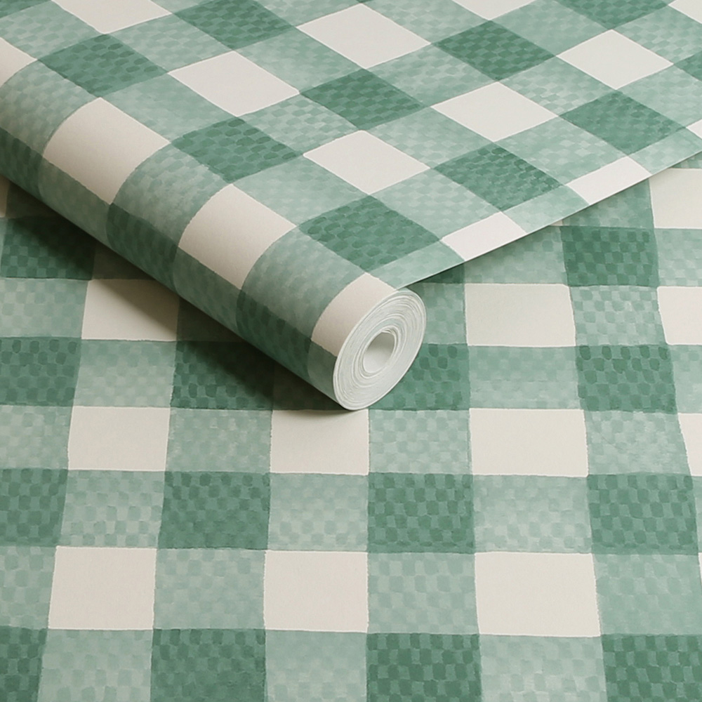 Cath Kidston Painted Gingham Green Wallpaper Image 2
