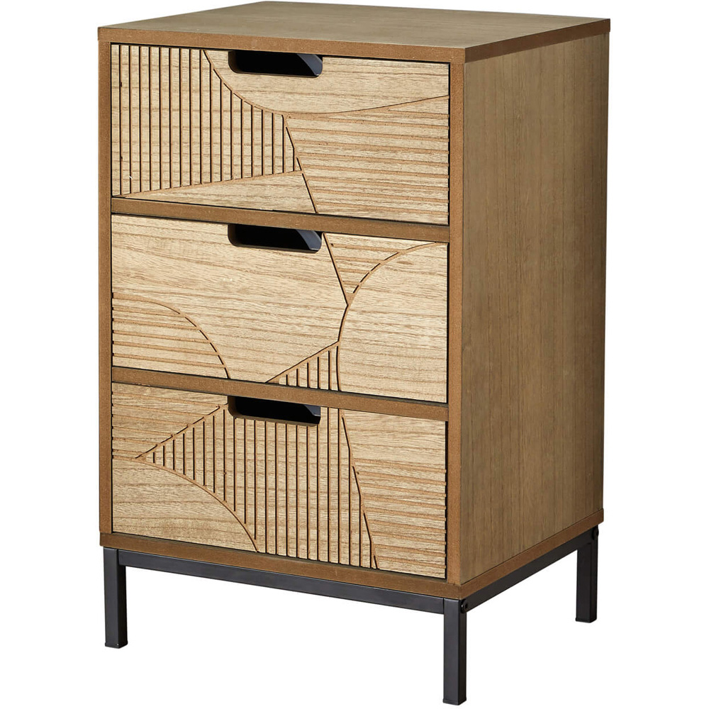 Home Source Reedham 3 Drawer Geometric Bedside Table Image 2