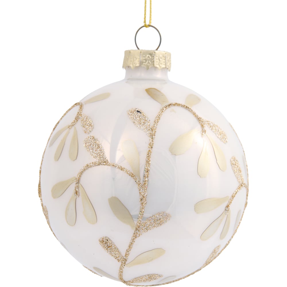 Ivory Gold Glitter Bauble - Ivory Image 2