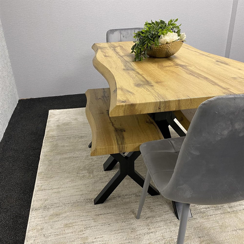 Kosy Koala 6 Seater Velvet Wooden Rectangle Dining Set with Bench Grey Image 3