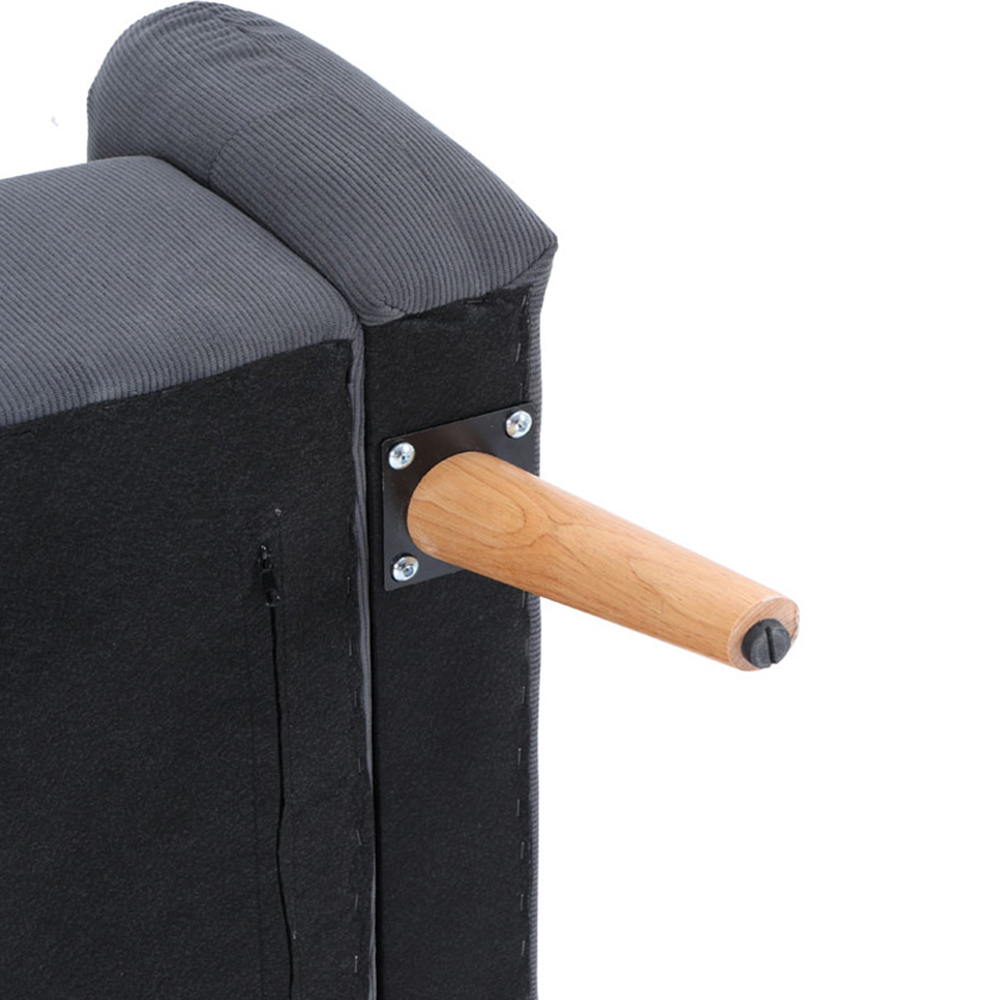 Living and Home 2 Seater Grey Corduroy Loveseat Sofa Image 7