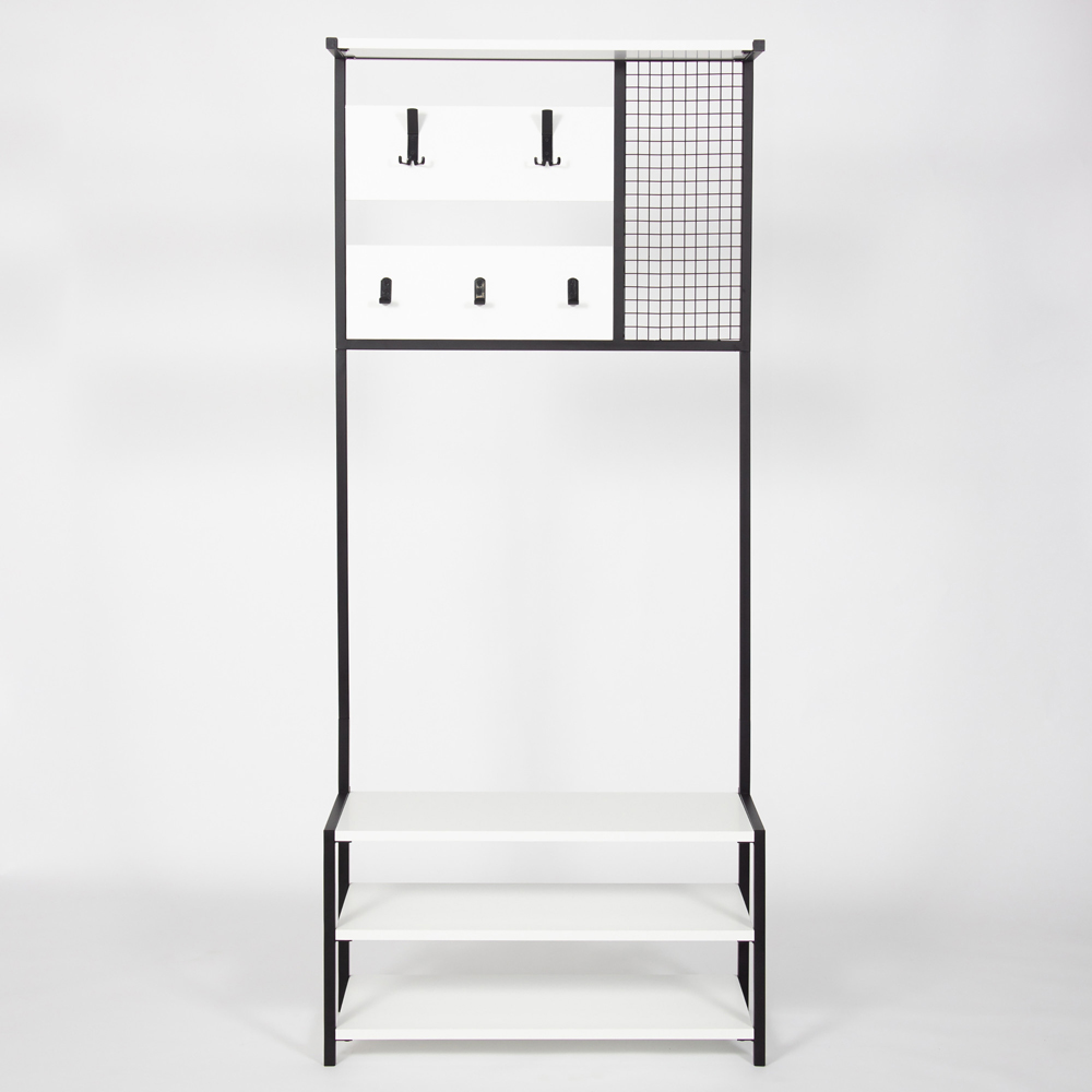 GFW Shifnal 2 Shelf White Hallway Storage Unit with Hooks Image 3