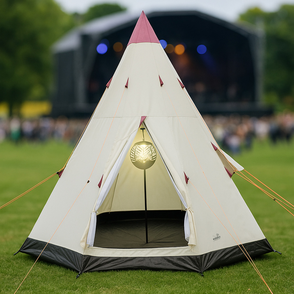 Jack Stonehouse 2-3 Person Teepee Wigwam Camping Tent with Carry Bag White Image 2