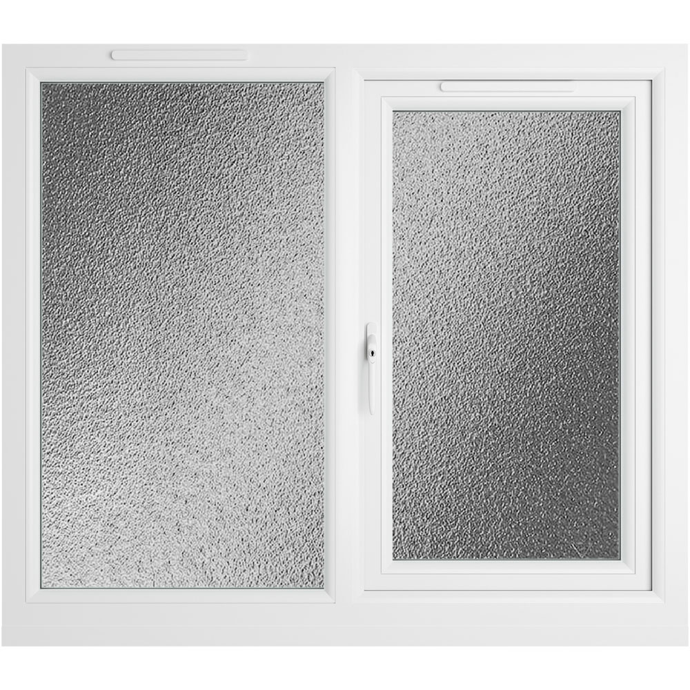 Crystal uPVC Triple Glazed Window LH Side Hung Next to a Fixed White Obscure Glass 1190x1190mm Image 2