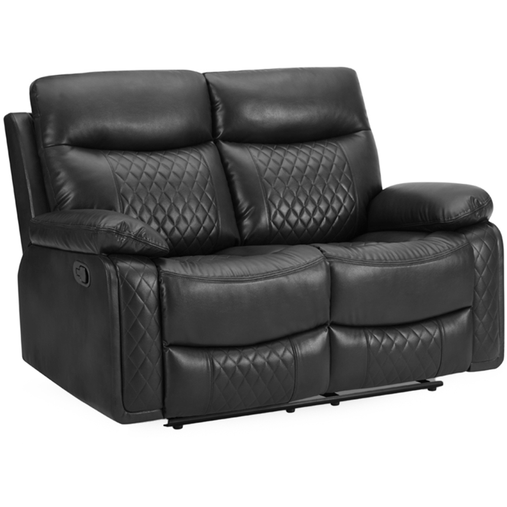 Home Detail Carson 2 Seater Black Faux Leather Manual Recliner Sofa Image 2