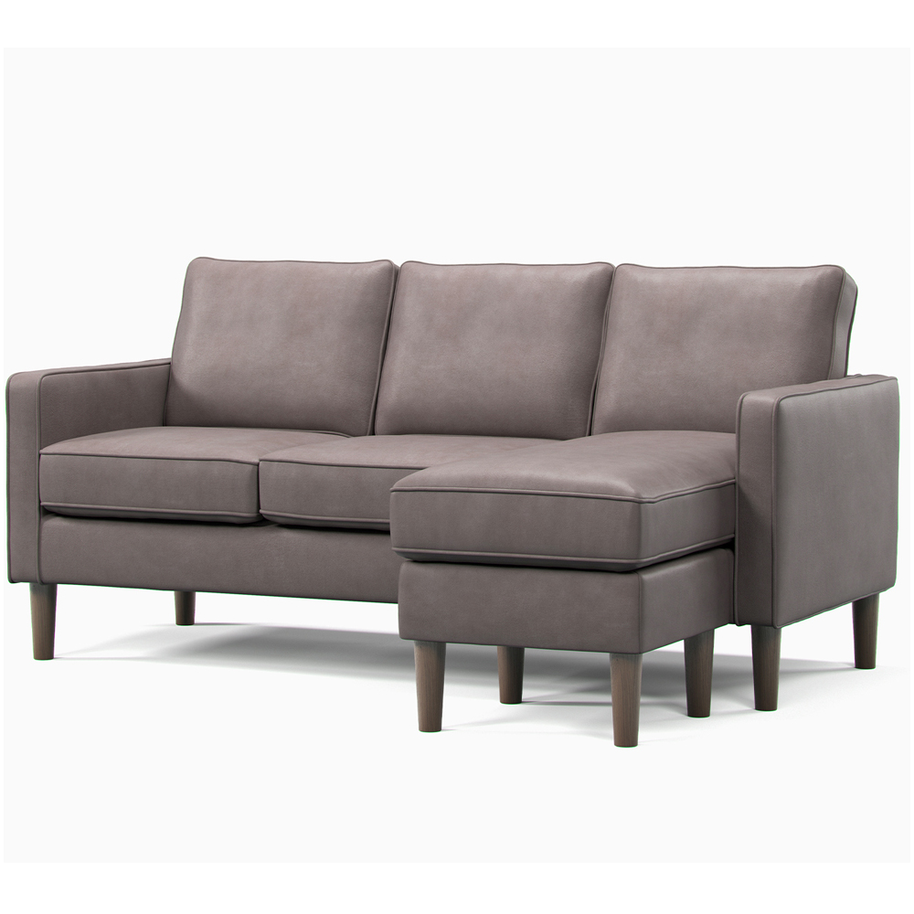 Bexhill 3 Seater Grey Faux Leather Reversible L Shaped Corner Sofa Image 2