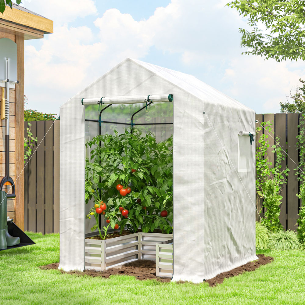 Outsunny White 6.5 x 2.4ft Mini Greenhouse with Roll Up Door Image 2