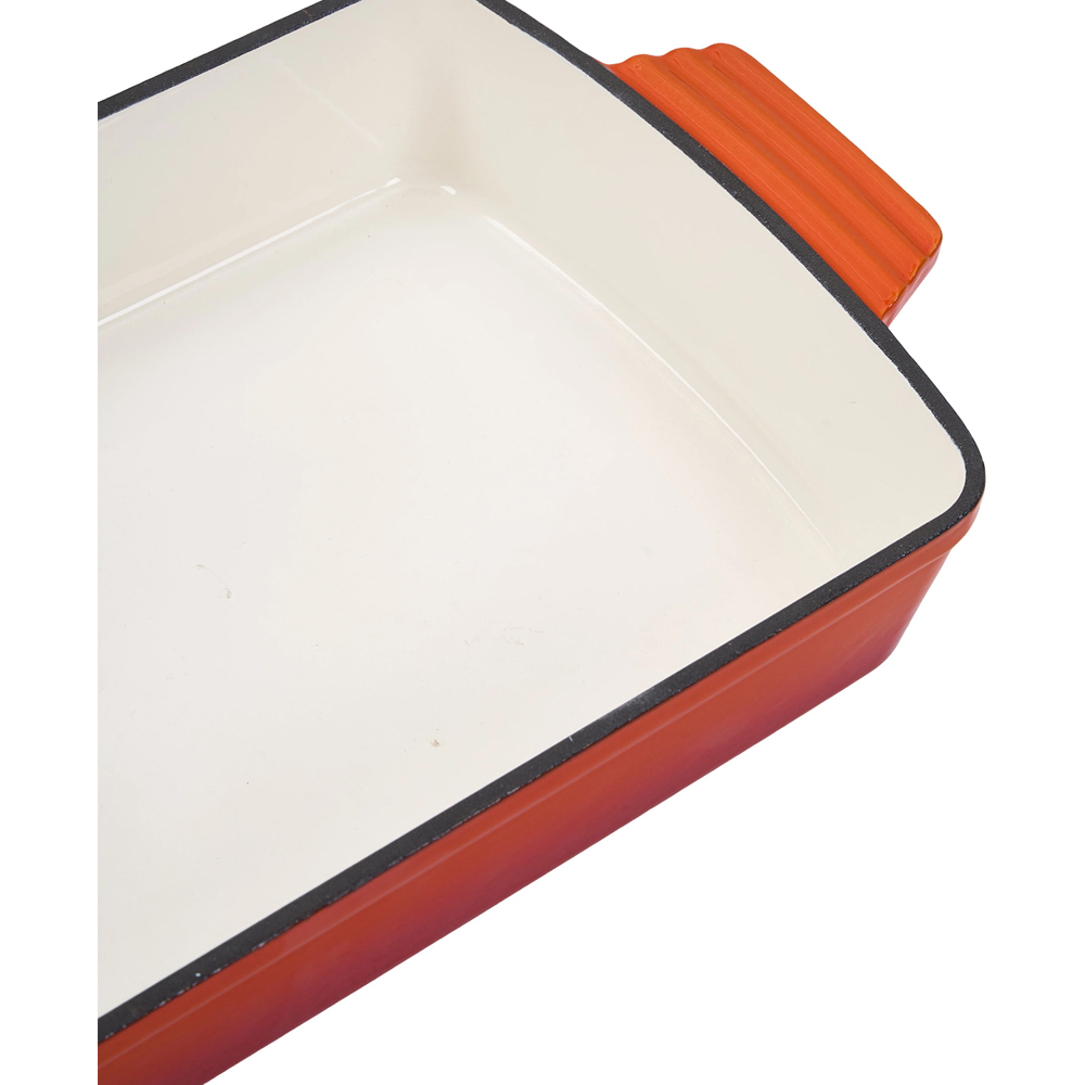 Living and Home 3L Orange Enamelled Rectangular Baking Dish Image 6