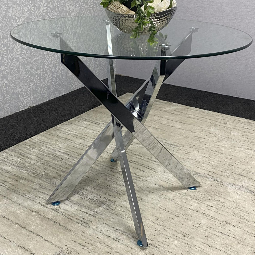 Kosy Koala Maya Gem 4 Seater Round Glass Dining Set Cream Image 5