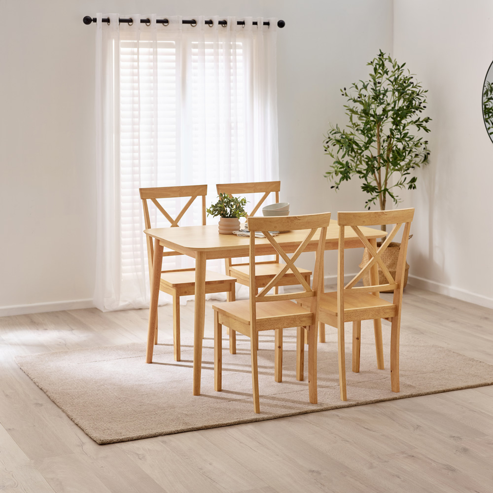 Furniturebox Lymington Marros 4 Seater Wooden Dining Set Oak Effect Image 9