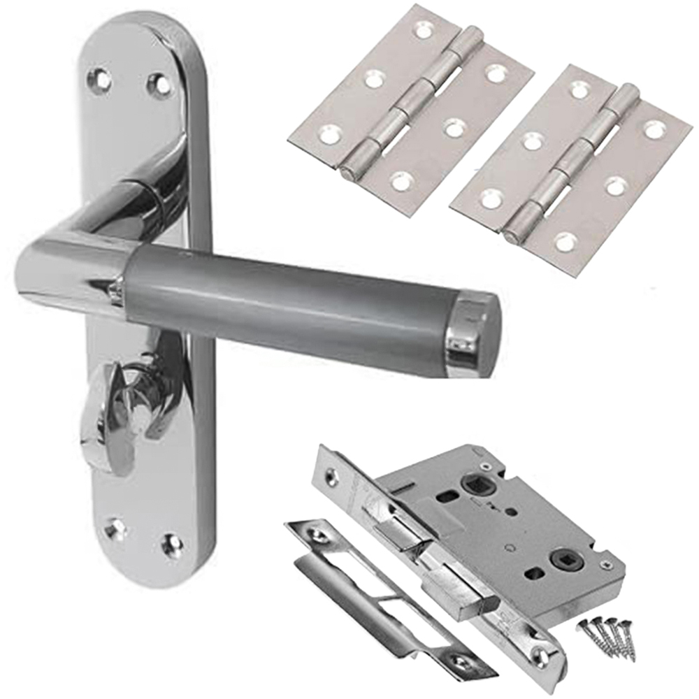 Golden Grace Duo Chrome Satin Finish Backplate Mitred Door Handle Set 182 x 45mm Image 1