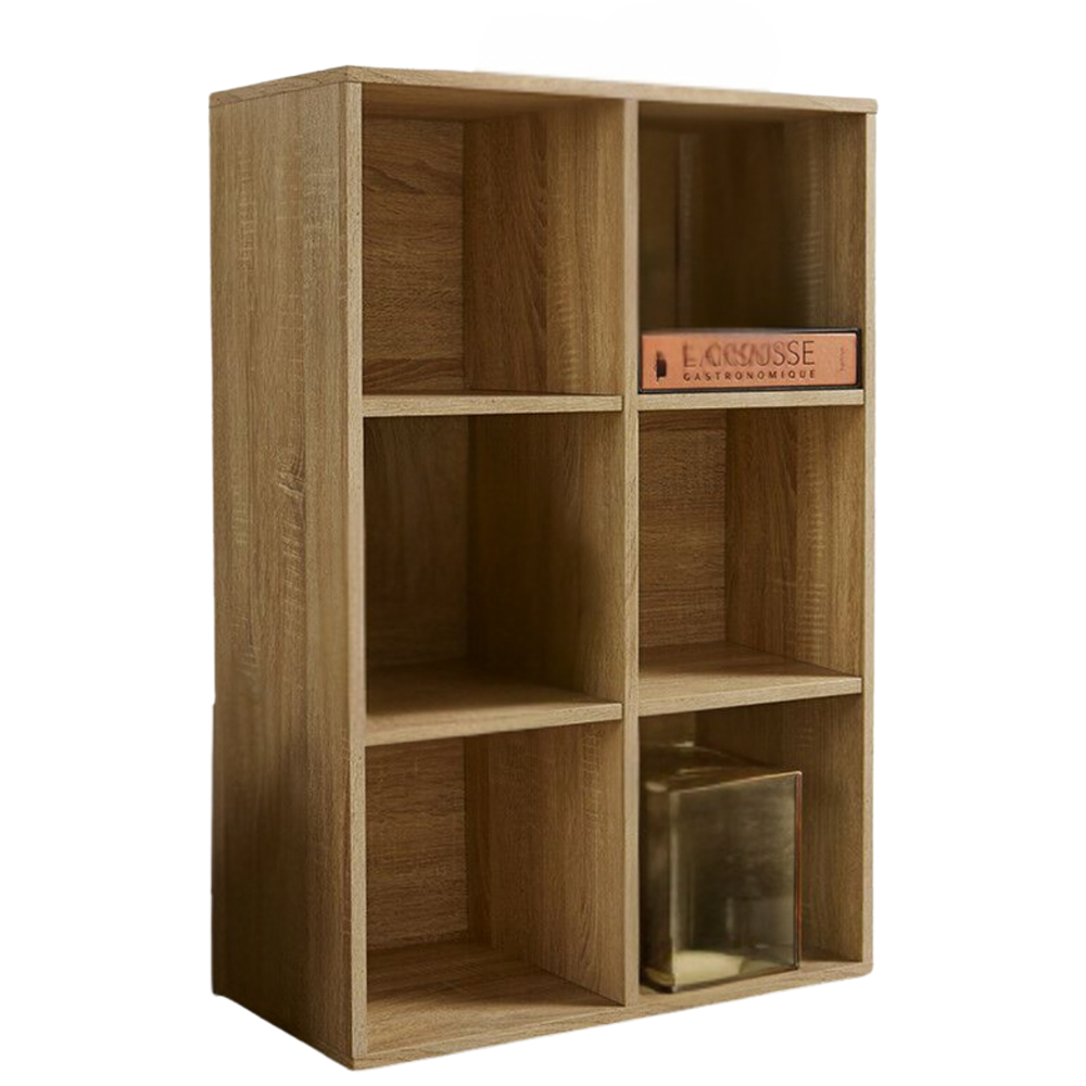 Home Source 6 Cube Oak Storage Bookcase Image 2