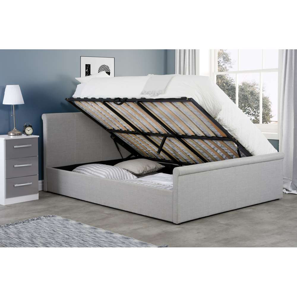 Stratus King Size Grey Polyester Ottoman Bed Image 4