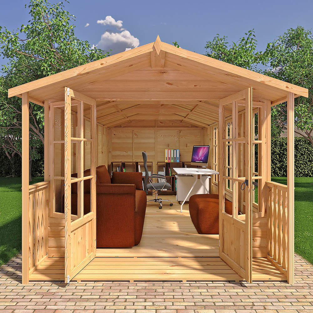 Shire Delmora 8 x 18ft Double Door Traditional Summerhouse Image 7