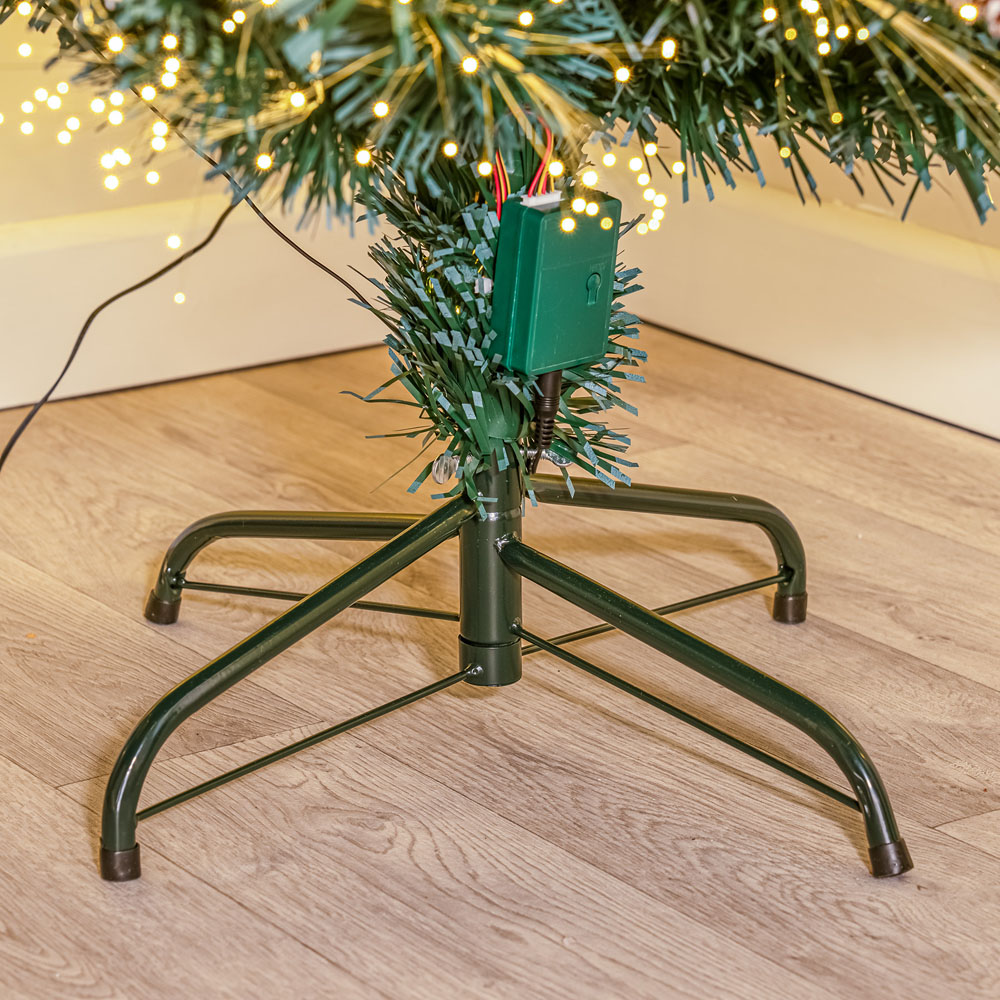 The Christmas Centre 26 Warm White LED Green Fibre Optic Artificial Xmas Tree with Berries Cones 5ft Image 7