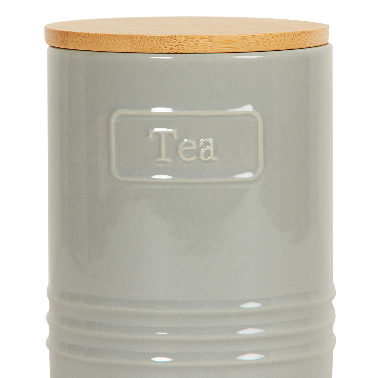 Canister with Bamboo Lid - Grey / Tea Image 4