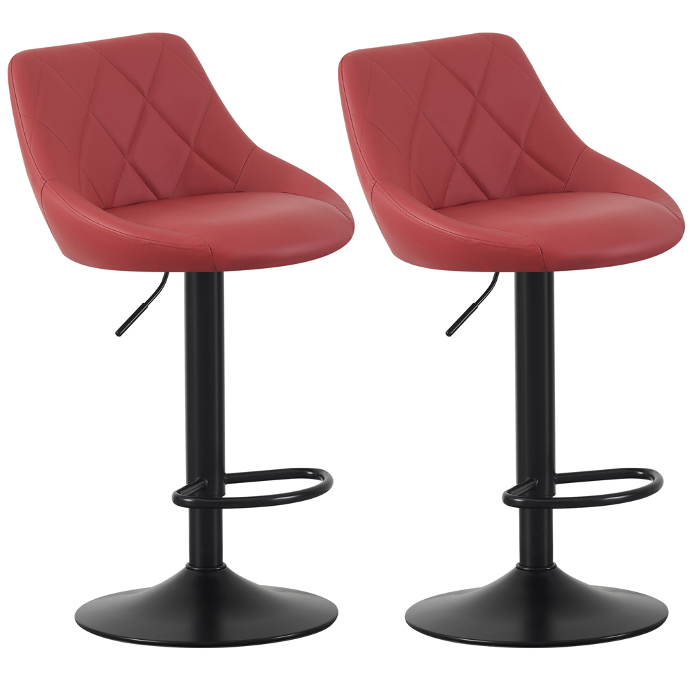 Stanley Red Height Adjustable Kitchen Bar Stool with Footrest Set of 2 Image 2