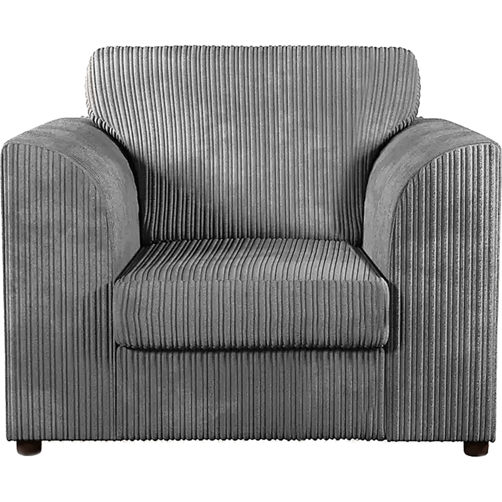 Luxor Single Seater Grey Jumbo Cord Armchair Image 2