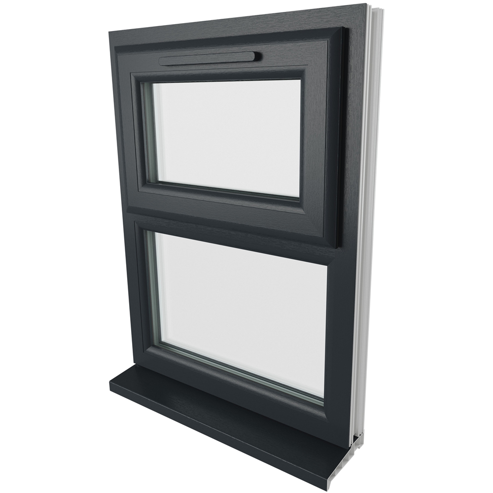 Crystal uPVC Double Glazed Window Top Hung Over Fixed Light Grey White Clear Glass 610x820mm Image 9