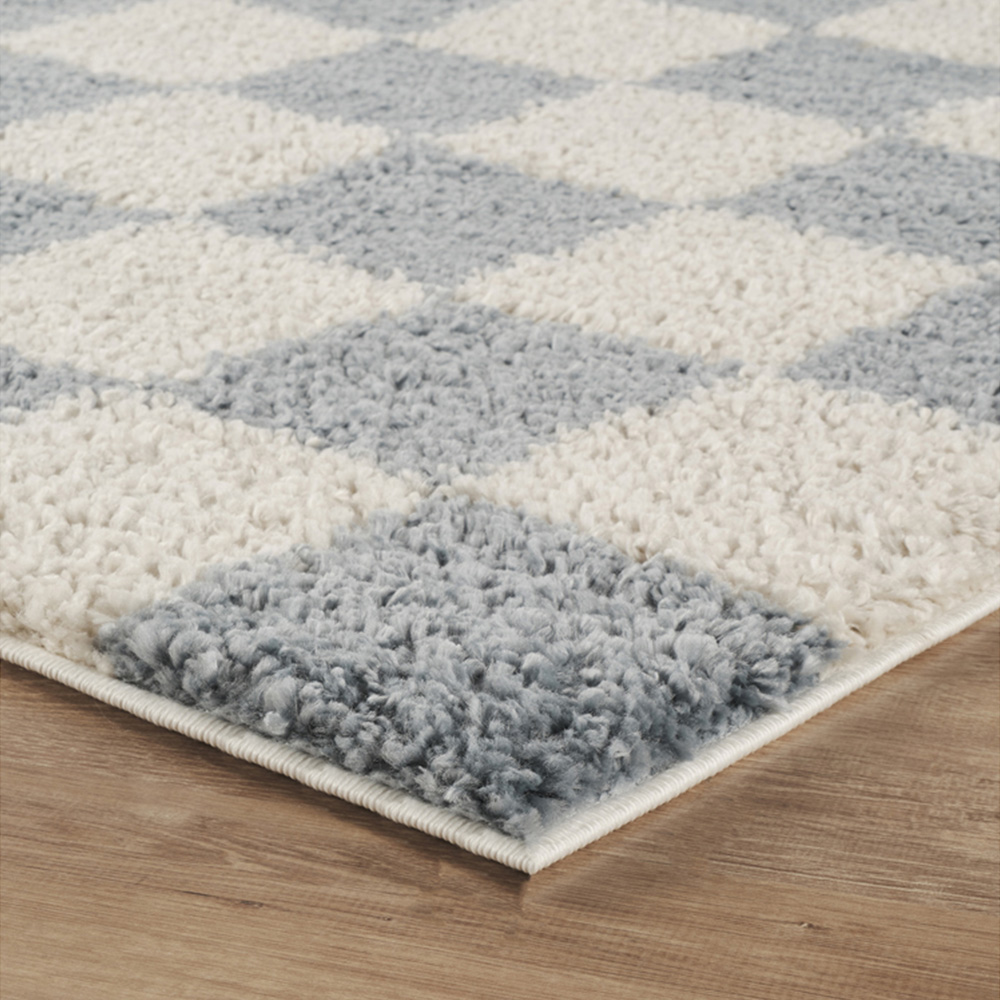 Desire Rugs Chester Duck Egg Blue Shaggy Checkered Rug 200 x 290cm Image 3