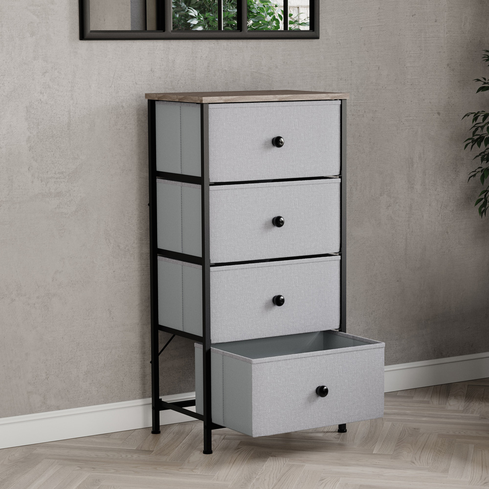 Vida Designs Chorley 4 Drawer Beige and Grey Wood Fabric Chest of Drawer Image 4