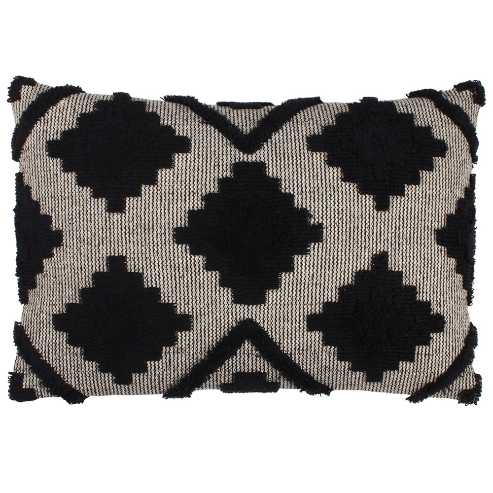 furn. Lamar Black Geometric Tufted Cushion Image 1