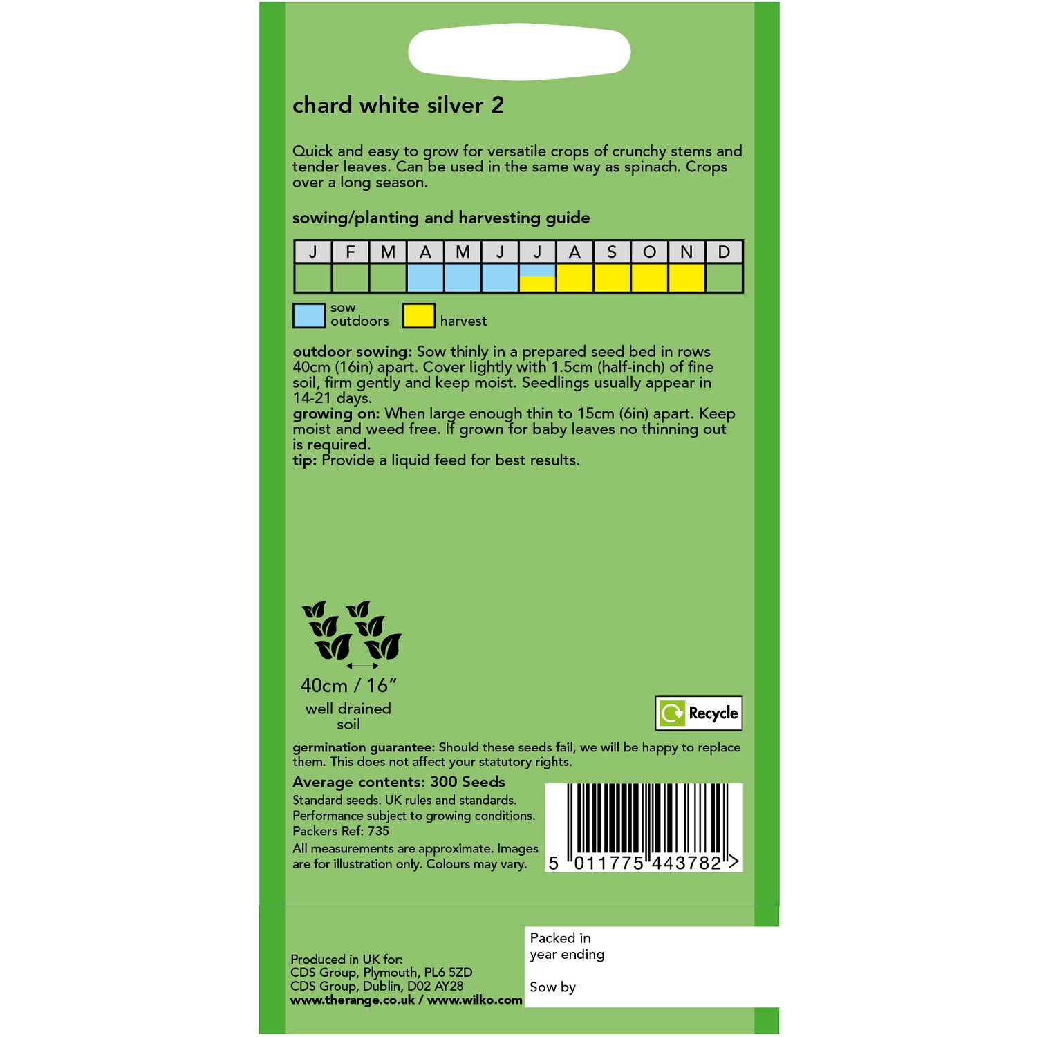 Wilko Chard White Silver Seeds Image 2