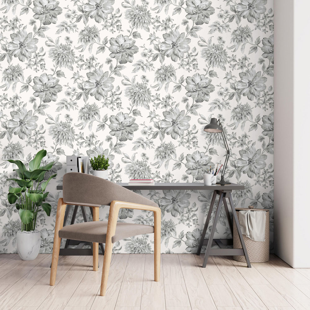 Fine Decor Isabella Floral Grey Wallpaper Image 5