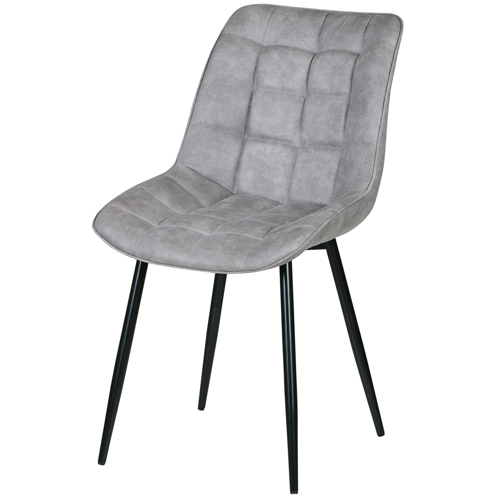 Alba Set of 2 Light Grey Suede Effect Plush Padded Dining Chairs Image 3