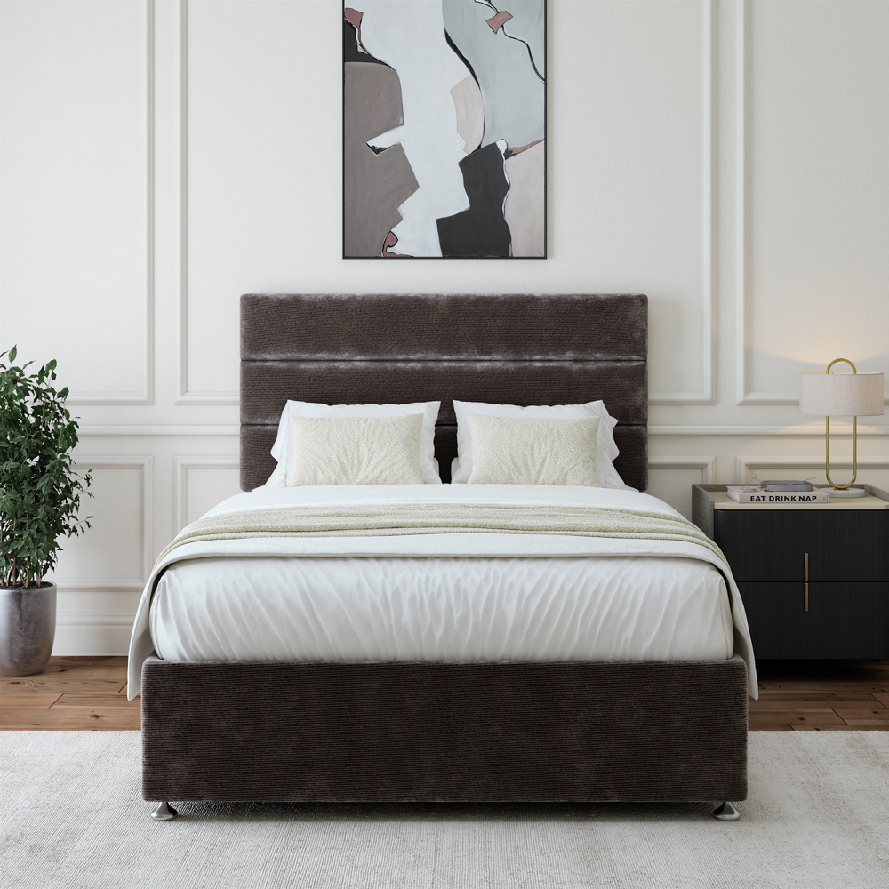 Bedmaster Small Double Charcoal Chenille Divan Base with Milan Headboard Image 2